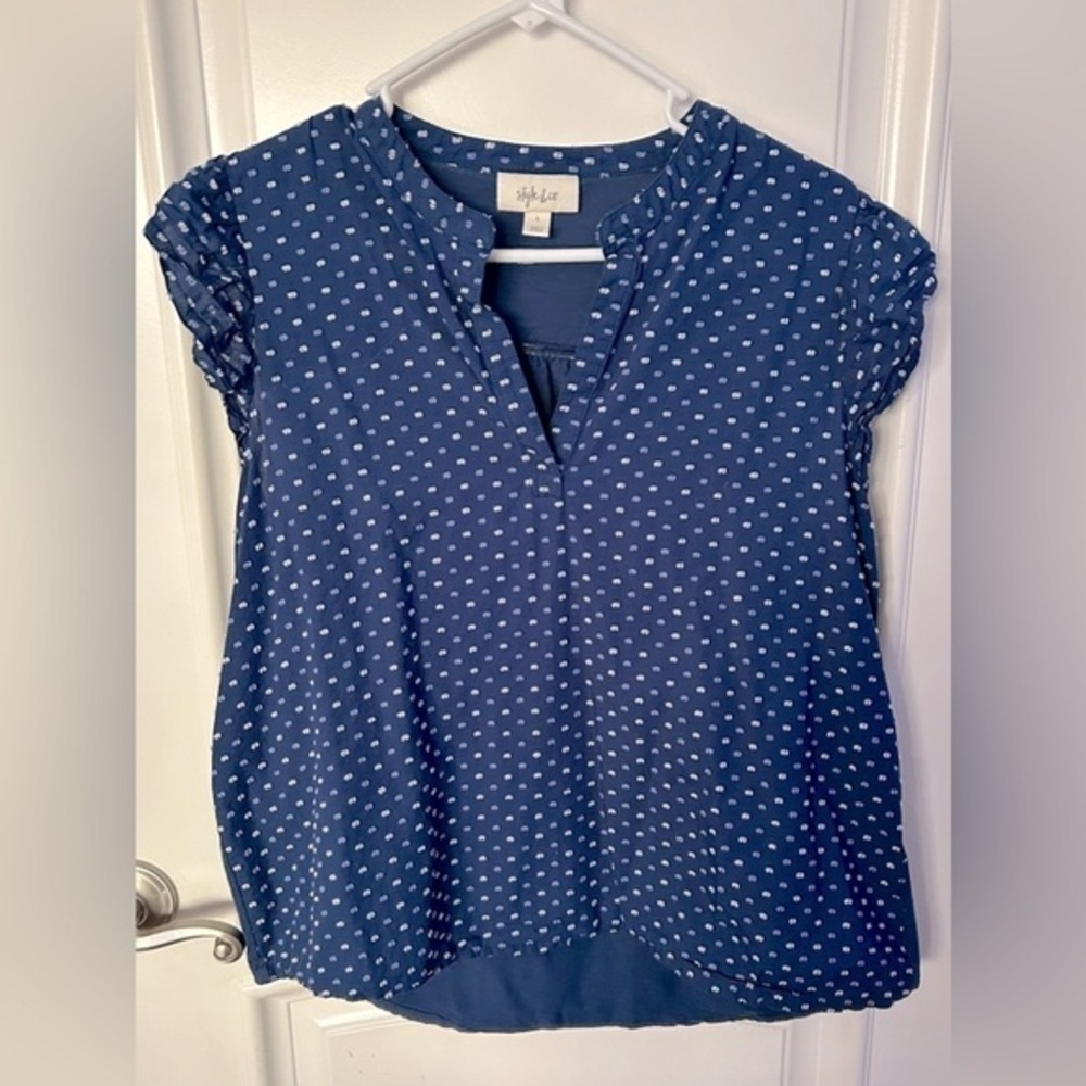 Style & Co. Textured Fluttered Sleeve Split Neck Top